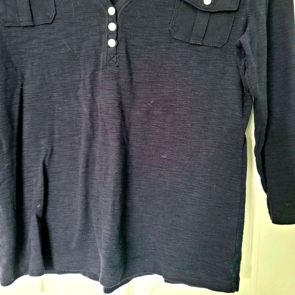 Chaps Classics Women's 3/4 Sleeve Cotton Top with Pockets Size L - Picture 5 of 11